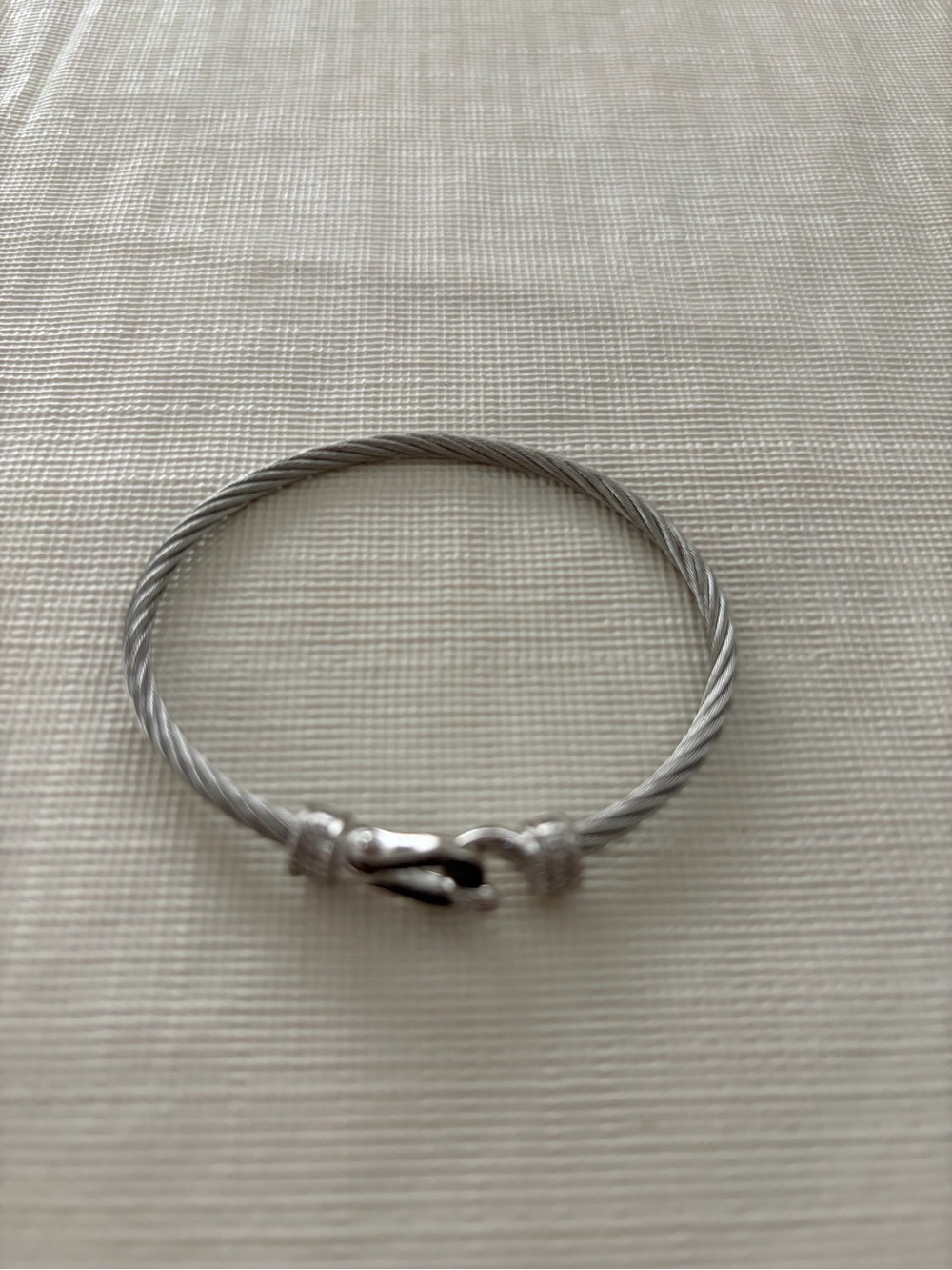 Sterling Silver & Steel Cable Bracelet with Black & Clear Stones - Picture 2 of 4